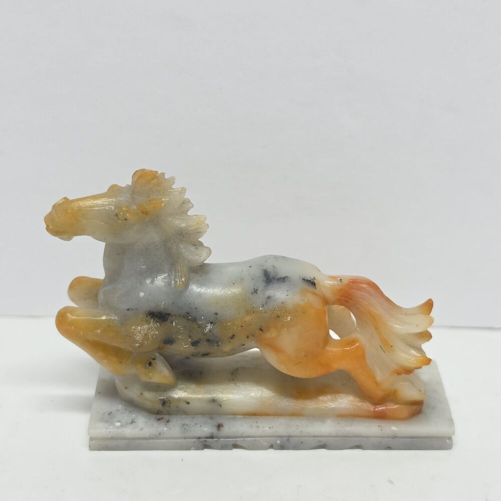 Vintage Chinese Soapstone Hand Carved Horse Figurine Jude Look